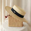 Net Red Flat-Top Straw Hat Female Summer England All-Match Straw Hat